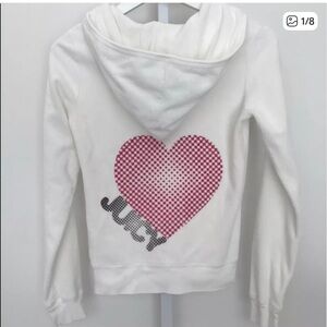 Rare Y2K Juicy Couture White Jacket with Pink Heart Design